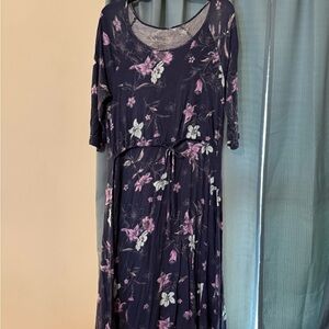 Latched Mama Navy Floral Maxi Dress